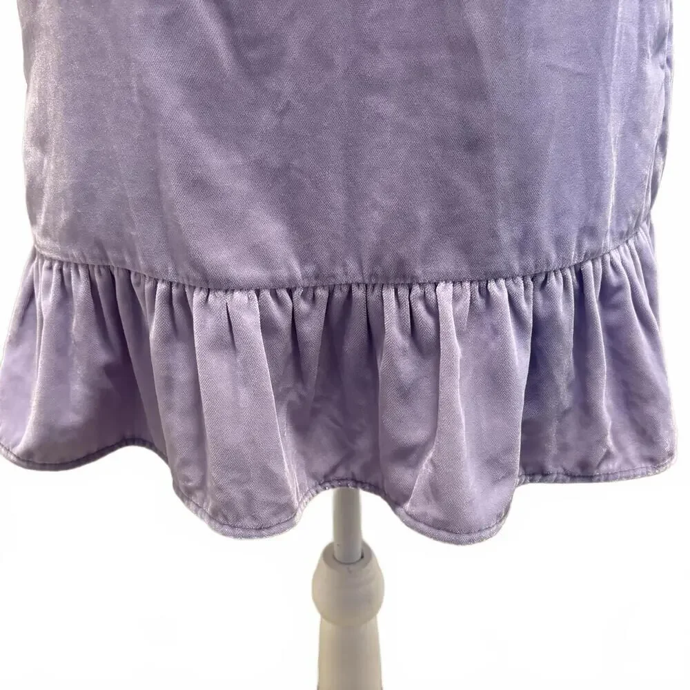 J. Crew Lavender Purple Velvet Ruffled Short Skirt Pleated Coquette Fairy Glam